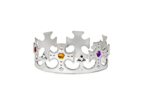 A király ezüst koronája ékszerekkel