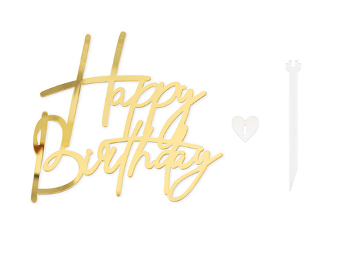 Boldog születésnapot tortadísz - arany - 1 db.
