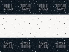 Boldog születésnapot fekete terítő - 137 x 213 cm - 1 db.