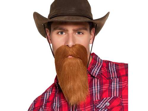 Barna szakáll bajusszal Cowboy - 1 db.