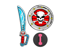 Kalózbalta és pajzs készlet - kard 52 cm, pajzs 52 cm