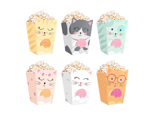 Macska popcorn dobozok - 6 db.