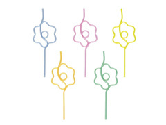 Százszorszép szívószálak vegyes színekben - 21 cm - 5 db.