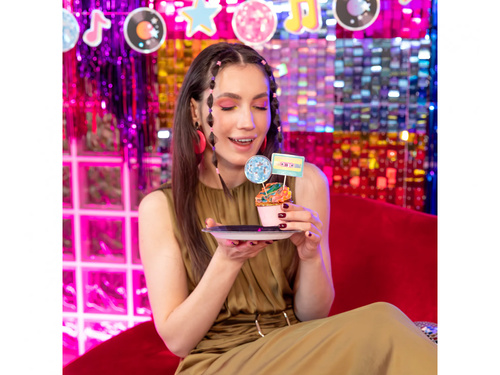 Retro Disco papírtányér - 18 cm - 6 db.