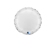 Fehér szatén kerek fólialufi - 14" - 1 db.