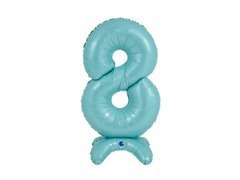 Fólia lufi álló 8-as szám pasztellkék - 64 cm - 1 db.