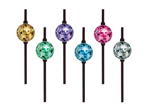 Disco fekete szívószálak - 6 db.