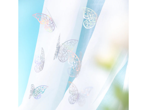 Ezüst holografikus csipke pillangó matricák - 12 db.