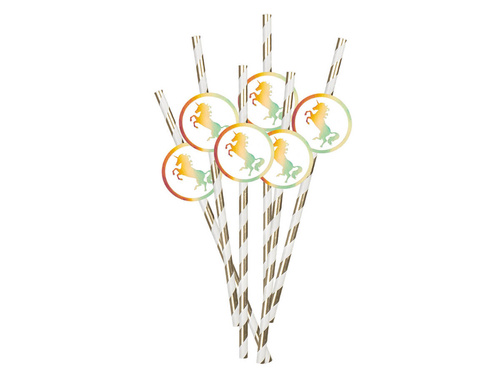 Arany egyszarvú születésnapi szívószálak - 6 db.