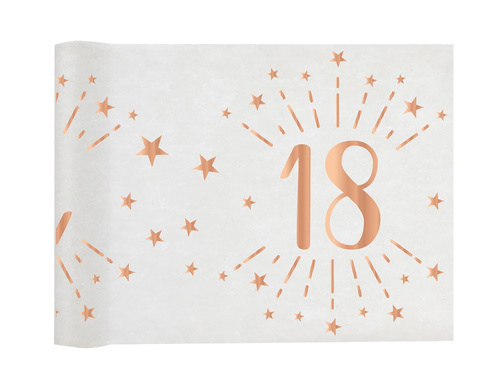 Nyomtatott asztali futó dekoráció 18. születésnapra Szikrázó rózsaszín arany - 30 cm x 5 m - 1 db.
