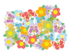 Tavaszi konfetti Virágok és pillangók - 36 db