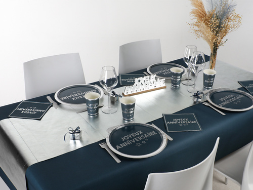 Asztali futó dekoráció 3in1 - metál ezüst - 40 cm x 4,8 m - 1 db.