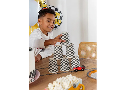 Checkerboard Cars papírpoharak - 220 ml - 6 db.
