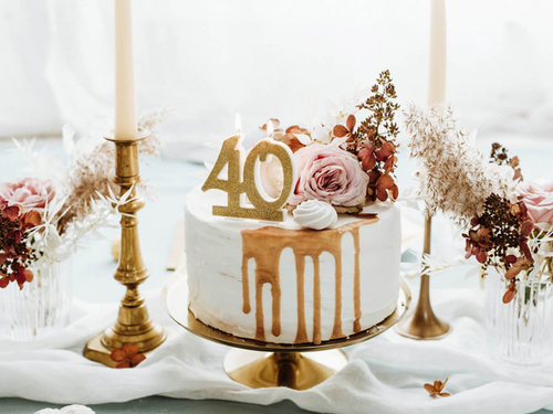 40. születésnapi gyertya arany csillogással - 1 db.