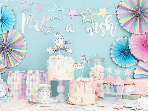 Papírtányérok születésnapra Egyszarvú csillagokkal - 18 cm - 6 db.