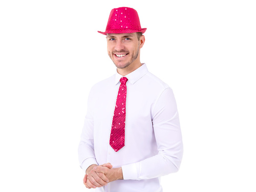 Flitteres nyakkendő - rózsaszín - 36 cm - 1 db.