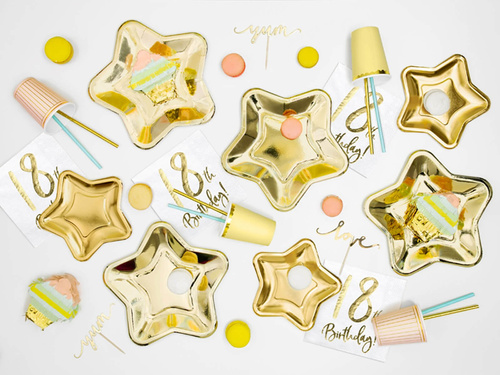 Papírtányérok születésnapra Csillag arany - 23 cm - 6 db.