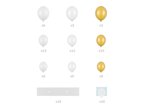 Fehér és arany lufi füzér keretben Szív - 104 elem