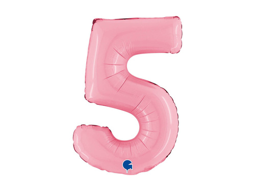 Fólia lufi szám 5 pasztell rózsaszín - 14" - 1 db.