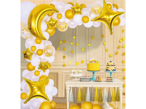 Léggömb készlet lufi girlandhoz fehér és arany - 87 db.