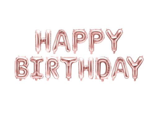 Fólia léggömb arany rózsaszín Boldog születésnapot 340x35 cm