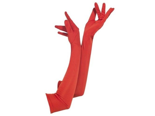 Farsangi kesztyű piros hosszú - 45 cm.