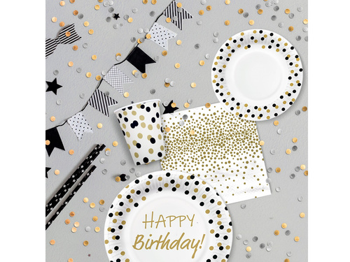 Konfetti papírpoharak arany és fekete - 250 ml - 8 db.