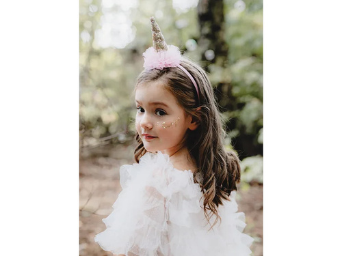 Egyszarvú fejpánt fodorral rózsaszín - 1 db.