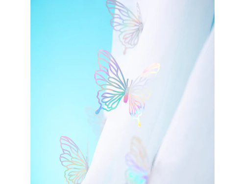 Ezüst holografikus áttört pillangó matricák - 12 db.