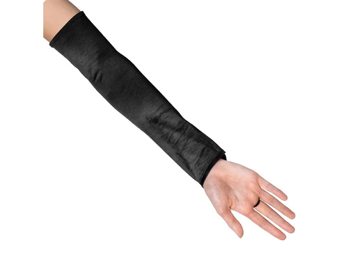 Ujjatlan fekete szatén farsangi kesztyű - 40 cm