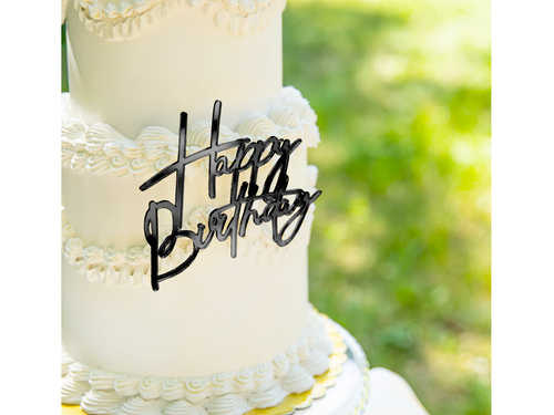 Boldog születésnapot tortadísz - fekete - 1 db.