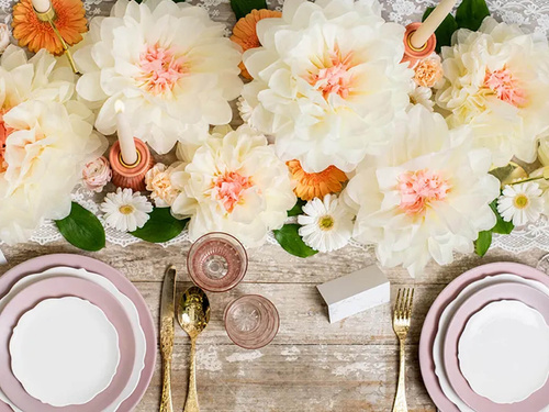 Selyempapír dekoráció Virágok - 30 cm - 5 db.