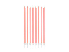 Élénk rózsaszín gyöngyös születésnapi gyertyák - 15,5 cm - 8 db.