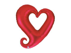 Piros szív fólia lufi Valentin-napra - 33" - 1 db.