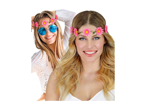 Rózsaszín virágos fejpánt