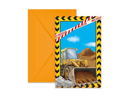 Születésnapi meghívók Construction - 6 db.