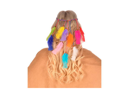 Többszínű indiai fejpánt tollakkal