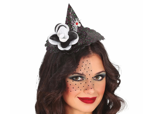 Fejpánt csillámos boszorkánysapkával - 1 db.