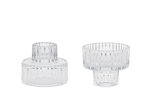 Üveg gyertyatartók peremmel - 6.5x5.5cm - 4 db.