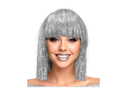 Csillogó ezüst paróka