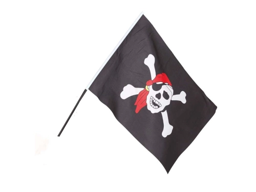 Kalóz zászló pálcán - 42 x 30 cm - 1 db.