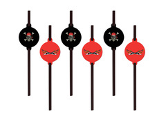 Kalóz szülinapi szívószálak - 6 db.