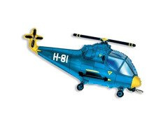 Helikopter kék fólia léggömb - 25 x 43 cm - 1 db.