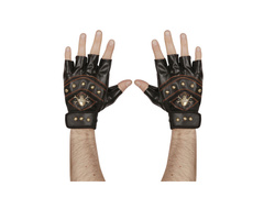 Ujjatlan bőrkesztyű koponyával és sípcsontokkal