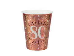 Papírpoharak 80. születésnapra 80 Sparkling pink gold - 270 ml - 10 db.