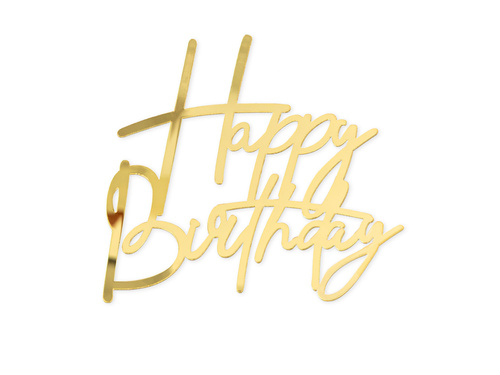 Boldog születésnapot tortadísz - arany - 1 db.