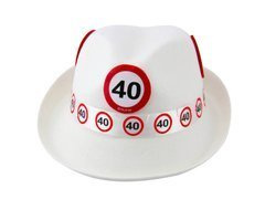 Fehér kalap 40. születésnapra - 1 db.
