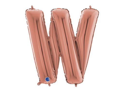 Fólia lufi W betű rózsaszín arany - 66 cm - 1 db.