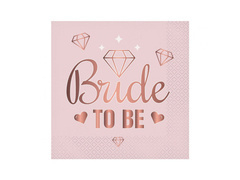 Rózsaszín szalvéták Bride To Be felirattal - 33 cm - 20 db.