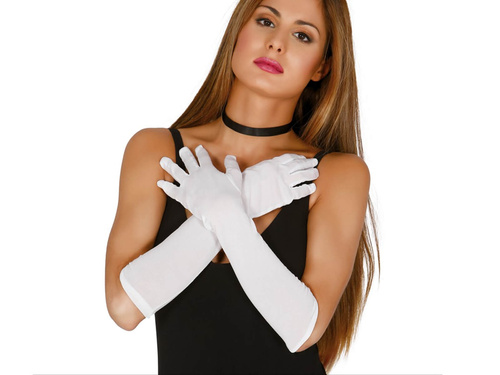 Farsangi kesztyű fehér hosszú - 45 cm.